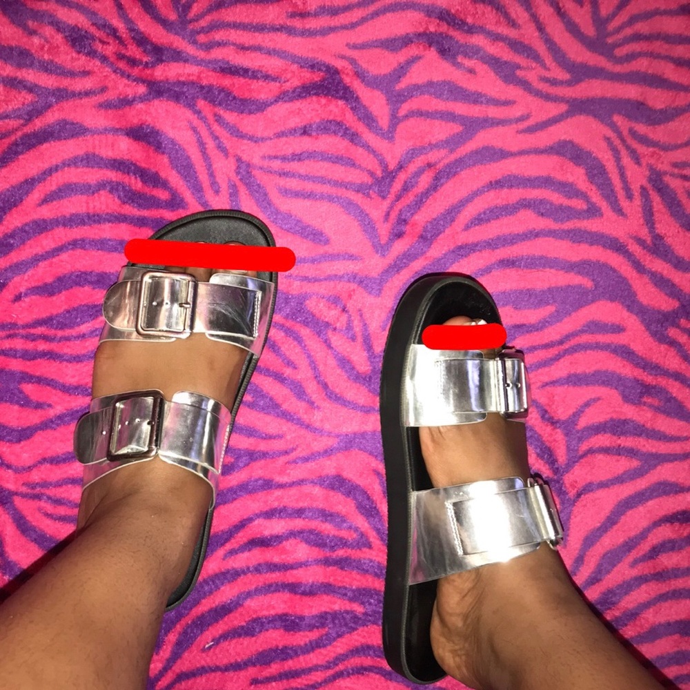 Two Strap Metallic Sandals